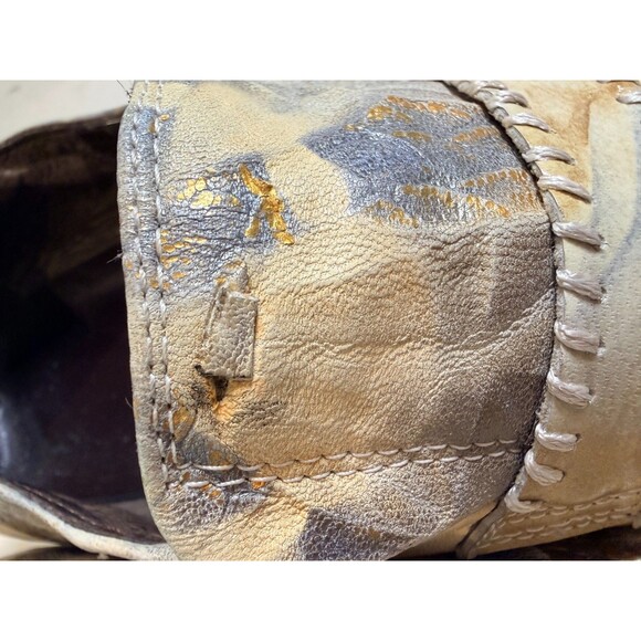 Boutique Italian Leather  Square Toe Dress Shoes-Gilded Gold Leaf & Marble Wash main image 4